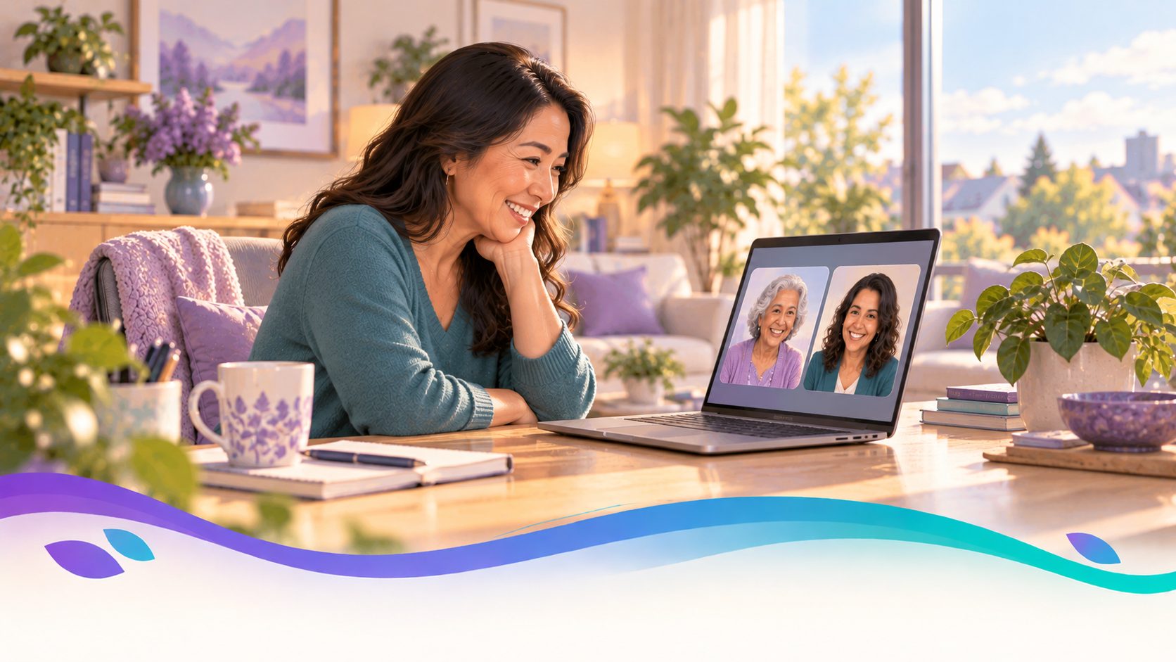 A family coordinating care from a distance