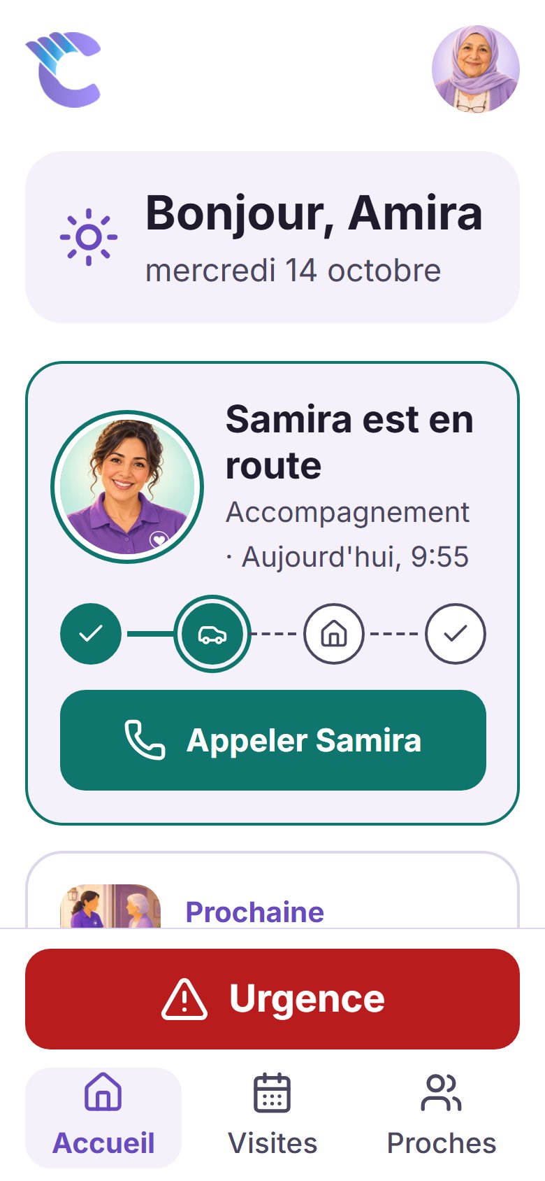The app's Home screen in Français